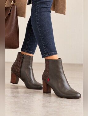 Marc Joseph New York Charles St Brown Red Leather Bootie Size 7.5